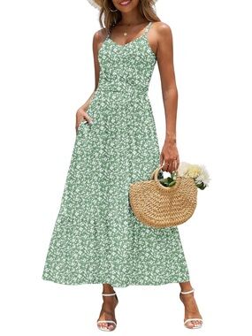Light Green Floral Maxi Dress